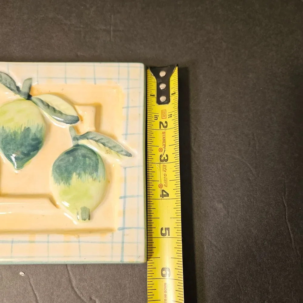 Laurie Gates Los Angeles Pottery Decorative Lime Design Ceramic Tile Trivet‎ 6" - Picture 6 of 6